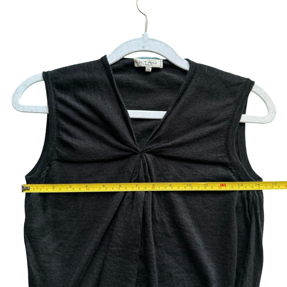 Etro Milano Black Sleeveless Cashmere Silk Blend Blouse Tank Top Size 44 8-10 - Picture 9 of 12